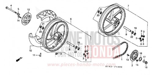 ROUE ARRIERE NSR125RL de 1990